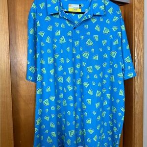 Nicklaus Blue Polo with Lime Print